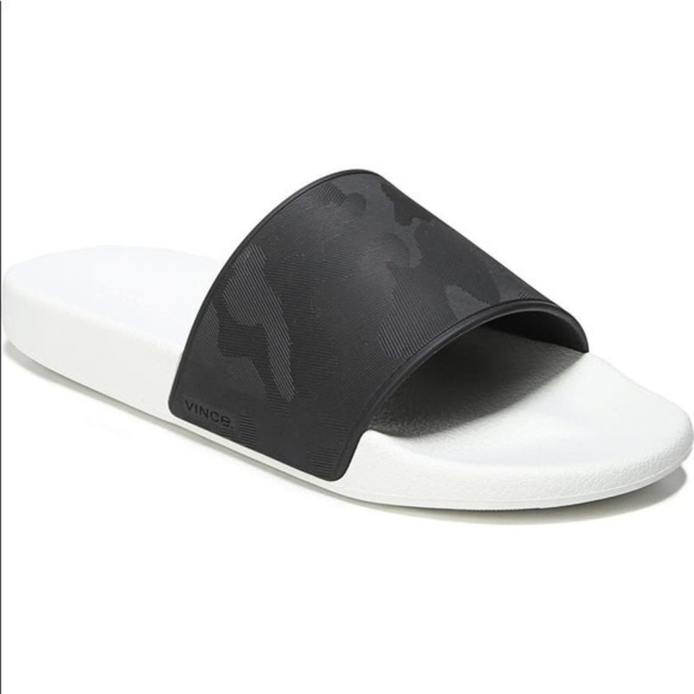 Vince Men’s West Coast Slides, Black Camo Print, Size 11